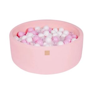 Rózsaszín labdamedence – fehér, rózsaszín és átlátszó labdával