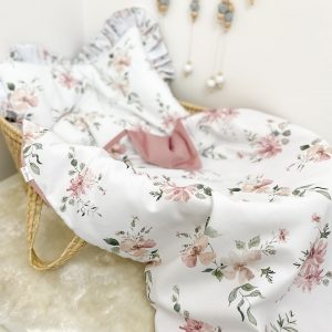 Pihepuha takaró – Fehér barackvirág, rózsaszín bársonnyal