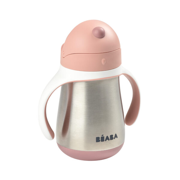 Beaba Rozsdamentes Acél Szívószálas Ivópohár 250 ml - Sötét rózsaszín - Image 2