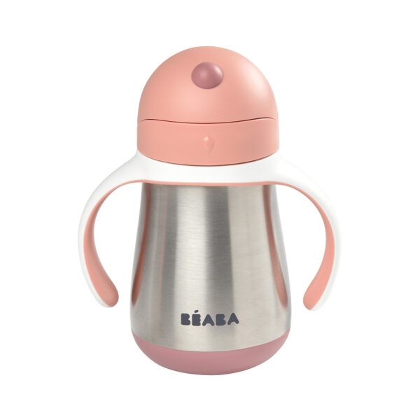 Beaba Rozsdamentes Acél Szívószálas Ivópohár 250 ml - Sötét rózsaszín - Image 4
