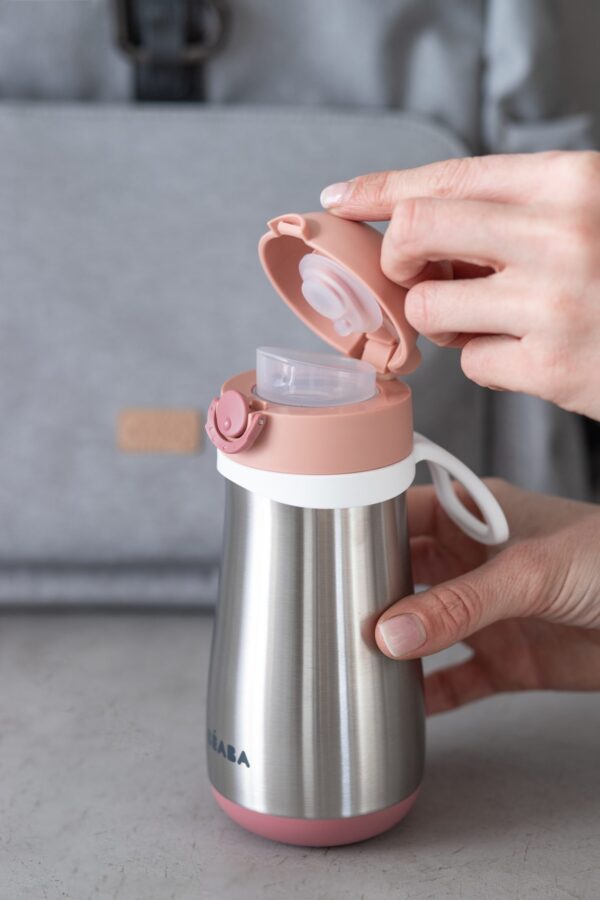 Beaba Rozsdamentes Acél Palack + Fogantyú - 350 ml - Sötét rózsaszín - Image 6