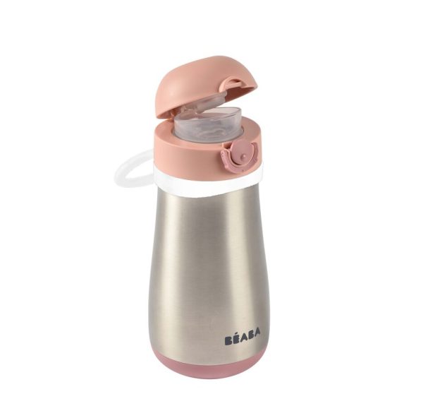 Beaba Rozsdamentes Acél Palack + Fogantyú - 350 ml - Sötét rózsaszín