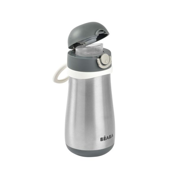 Beaba Rozsdamentes Acél Palack + Fogantyú - 350 ml - Sötétszürke