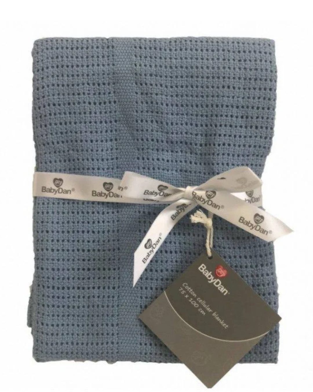 BabyDan horgolt pamut takaró - Dusty Blue 75x100cm