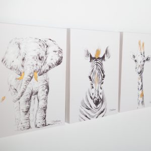 Olajfestmény – Zebra + Arany – 30×40 Cm