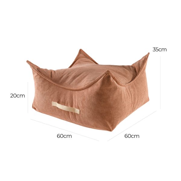 MeowBaby® Kordbársony négyszögletes puff  - Tégla szín - Image 2