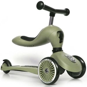 SCOOT AND RIDE – Átalakítható roller olíva – AJÁNDÉKKAL