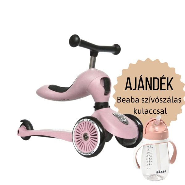 SCOOT AND RIDE - Átalakítható roller rózsaszín - AJÁNDÉKKAL