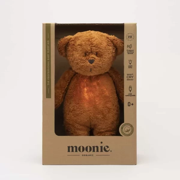 Moonie alvássegítő maci fénnyel és dallammal – karamell - Image 3