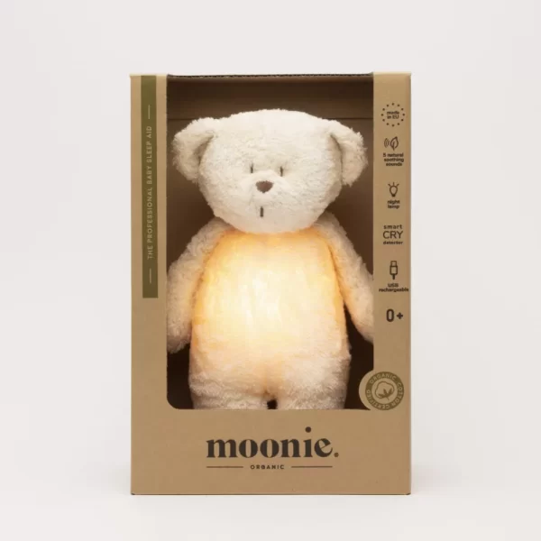 Moonie alvássegítő maci fénnyel és dallammal – vajszín - Image 3