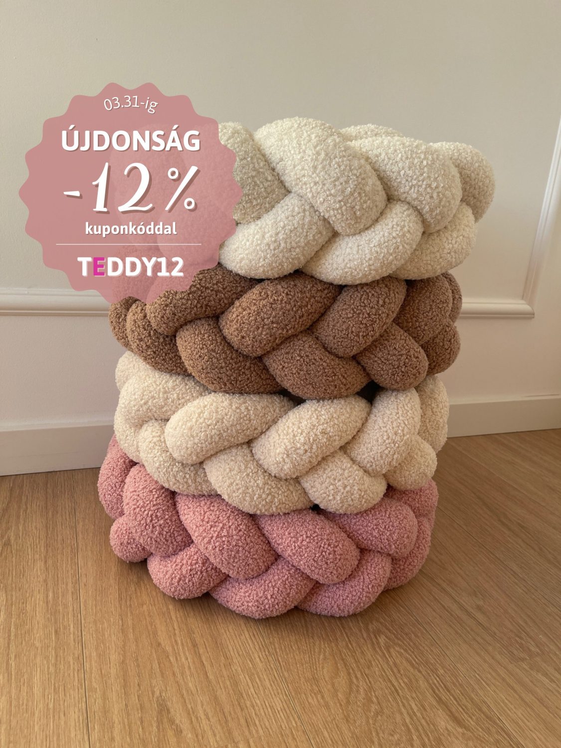 Teddy maci anyagú ágyrácsvédő - Választható színnel, fonással és hosszúsággal